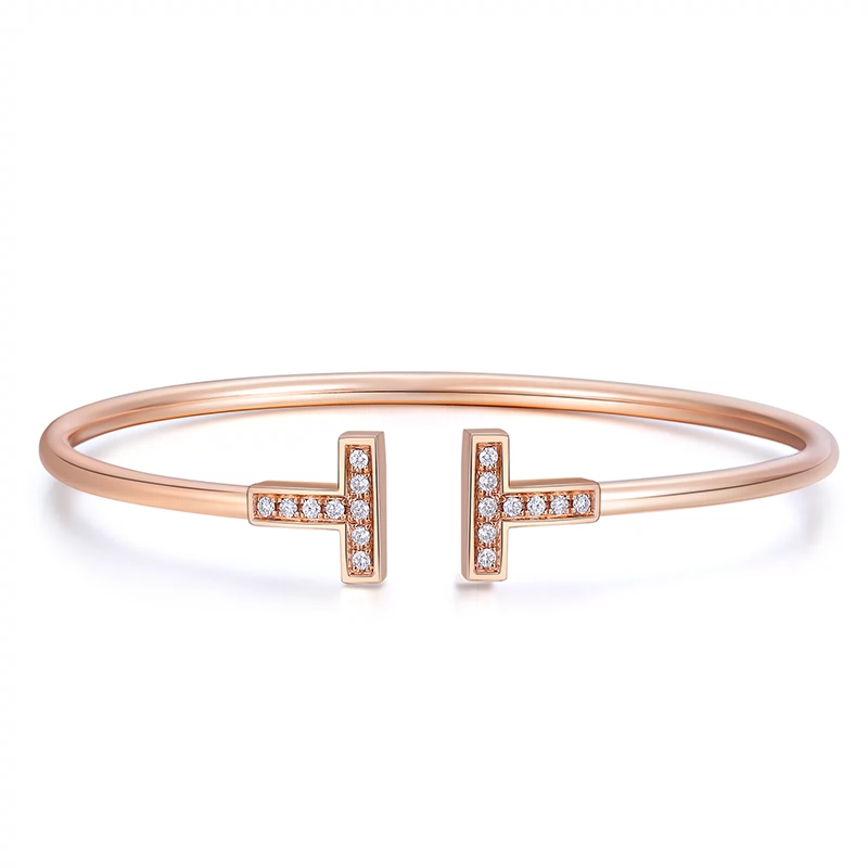 Double T bangle Món quà sinh nhật cá nhân đơn giản của Hàn Quốc cho bạn bè - Vòng đeo tay Cuff