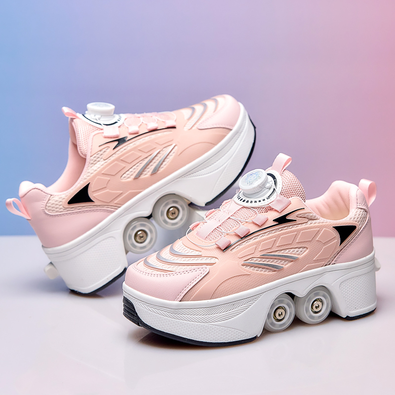 Four-Wheel Transforming Shoes, Walking Shoes for Students, Boys and Girls, Children and Adults, Invisible Skate Shoes, Retractable and Walkable Roller Skates