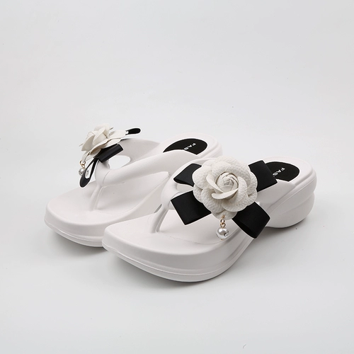 SUNNY COLOR Модные слайдеры на платформе, тапочки, сланцы, высокая пляжная обувь, в стиле Шанель, в цветочек