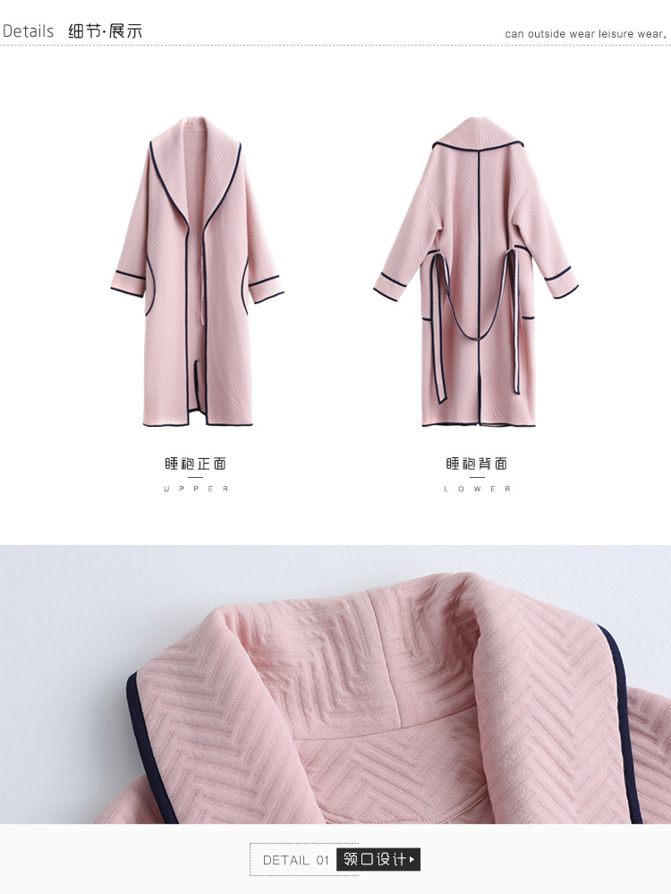 Dễ thương mùa đông vài bộ đồ ngủ ấm áp Hàn Quốc áo len nữ dài đan áo choàng đệm áo choàng nam đồ ngủ mùa đông nam nữ