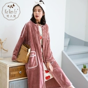 Có thể là mùa đông phụ nữ ấm áp flannel đồ ngủ Áo choàng lông cừu san hô Hàn Quốc có thể được mặc bên ngoài áo choàng tắm dịch vụ nhà