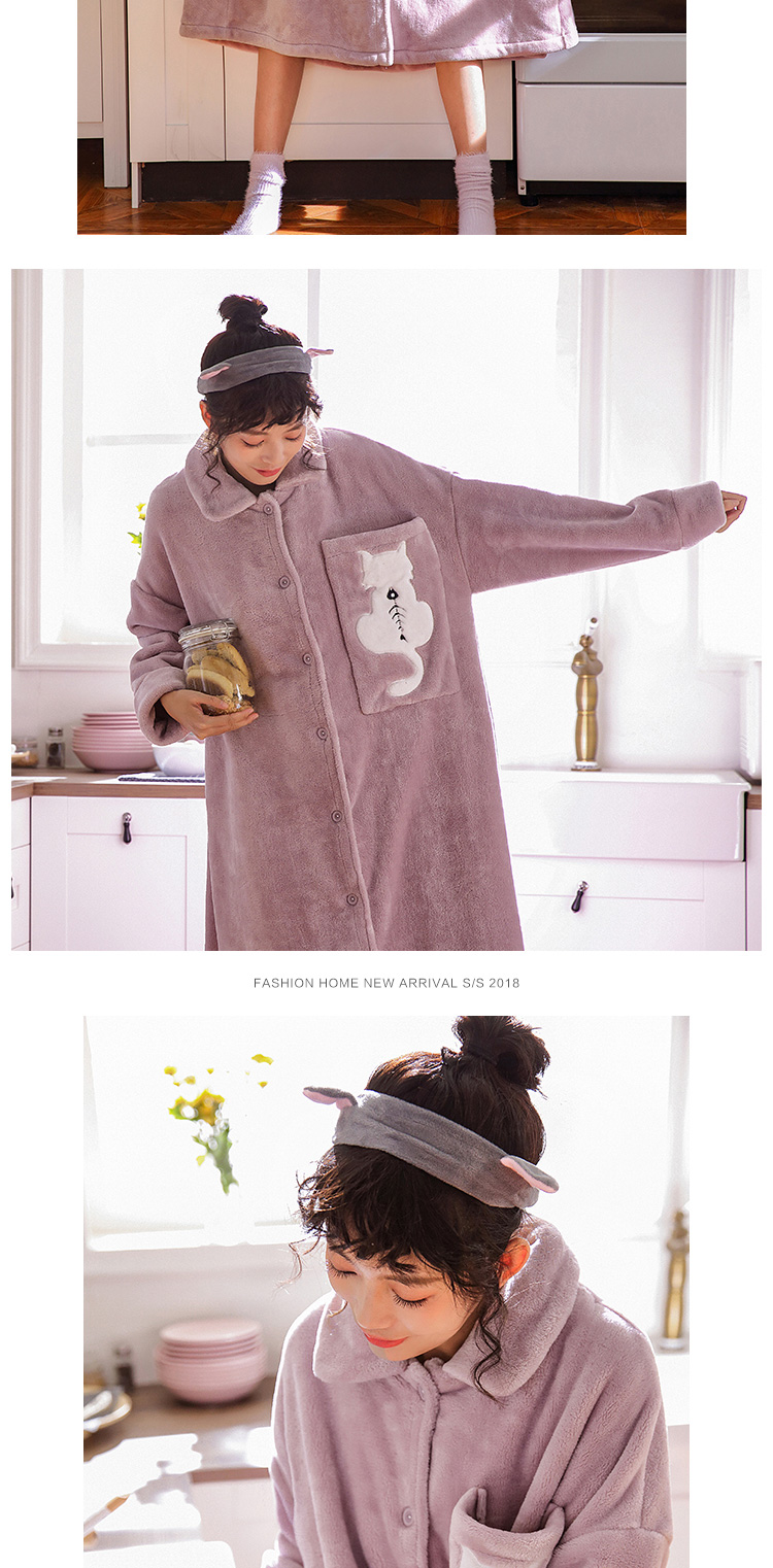 Có thể là đồ ngủ trẻ em phụ nữ mùa đông dày san hô lông cừu áo choàng ấm flannel áo choàng tắm dịch vụ nhà áo ngủ đồ ngủ thu đông nam nữ