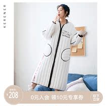 Lovely winter women coral velvet padded nightgown Korean cardigan Yukata long can be worn outside home clothes nightgown