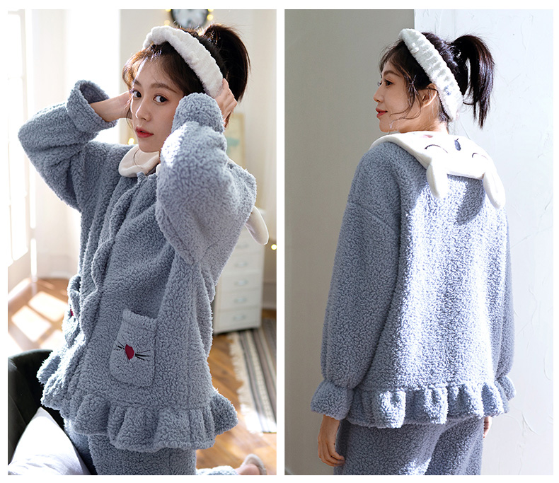 Có thể là trẻ em mùa đông cashmere nhung nhung đồ ngủ nữ hoạt hình dễ thương áo len dày dày có thể được mặc bên ngoài dịch vụ nhà đồ bộ