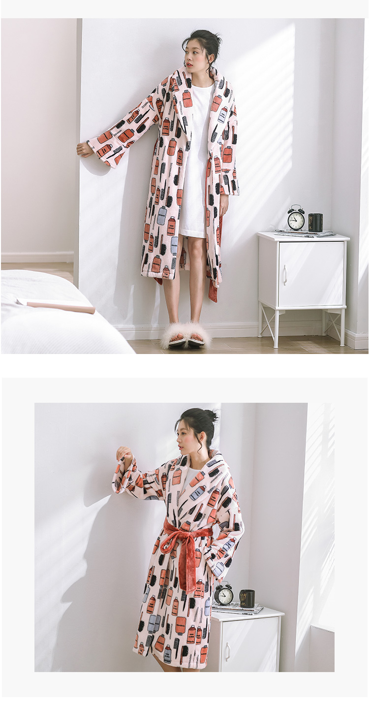 Có thể là đồ ngủ trẻ em lông cừu san hô mùa đông Phiên bản Hàn Quốc của áo len dài nữ áo choàng dày áo choàng flannel ấm áp đồ bộ pijama