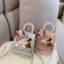 Child Pack Package little girl Princess Slanted Satchel Damp Cartoon Cute Chain Fur Woolen Accessories Children Pearl Handbag