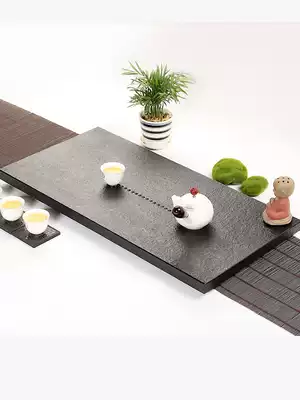 Wu Jinshi tea tray Whole black Jinshi tea table large size small tea set set household simple drainage Kung Fu tea sea