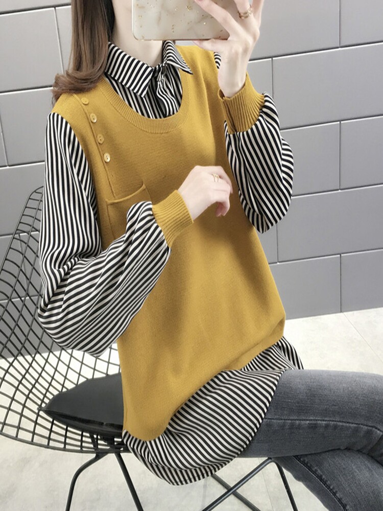 PREGNANT WOMENS SPRING CLOTHES SET FASHION 2024 NEW SWEATER SPELL SHIRT FAKE TWO PIECES OF SMALL PREGNANT WOMENS SPRING AND AUTUMN STYLE