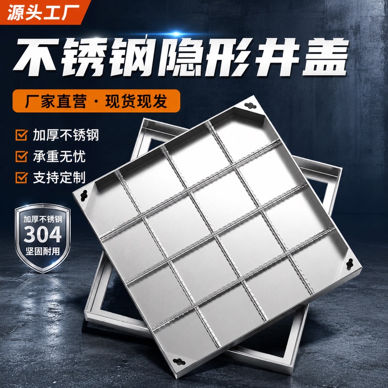 304 Stainless Steel Invisible Manhole Cover, Recessed Decorative Power Hideaway Cover, Aesthetically Pleasing Sewer Inspection Port Handle Cover 304 Stainless Steel Invisible Manhole Cover, Recessed Decorative Power Hideaway Cover, Aesthetically Pleasing Sewer Inspection Port Handle Cover