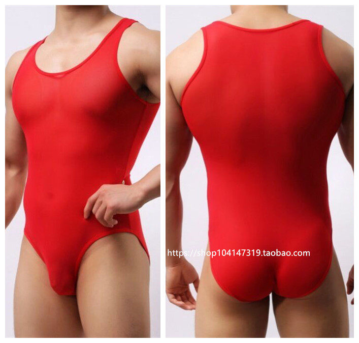 Adult men's crewneck vest tight cotton primed sports triangle jumpsuit exercise dress gymnastics costume dance