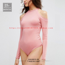 Spring and summer womens one-piece slim-fitting bottoming off-the-shoulder long-sleeved T-shirt slim one-piece practice cotton practice suit