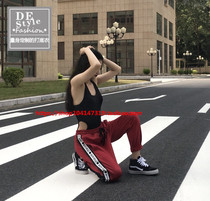 Adult womens European and American triangle one-piece open waist T-shirt pure cotton oversized stretch I-shaped bottoming vest practice suit