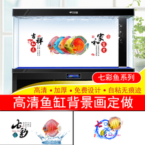 Fish tank background painting high-definition picture custom wallpaper painting Seven colorful fish pure white self-adhesive 5D external patch thickened ornamental fish view