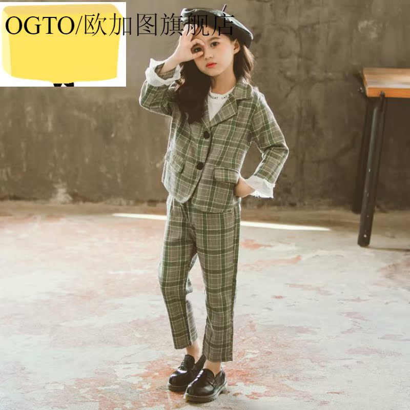 OGTO OGATU GIRLS SPRING DRESS 2020 NEW STYLE FASHION PLAID SUIT Childrens SPRING THU TÂY.