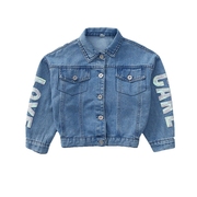 Cô gái denim jacket 2020 mùa xuân váy mới siêu không khí lưới váy cô bé áo khoác ngắn áo khoác thời trang trẻ em màu đỏ.