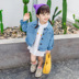 2020 mới cô gái mùa xuân denim jacket nhạc nữ Hàn Quốc phiên bản của thời trang lỏng lẻo túi denim váy trẻ em. 