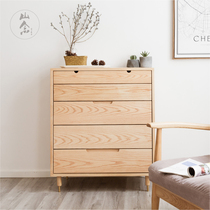 Simple living room wall cabinet Nordic small locker Solid wood glove cabinet Storage cabinet Simple log wind low cabinet