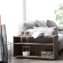 Nordic solid wood sofa side table Long living room Sofa side storage rack Sofa side table locker storage rack