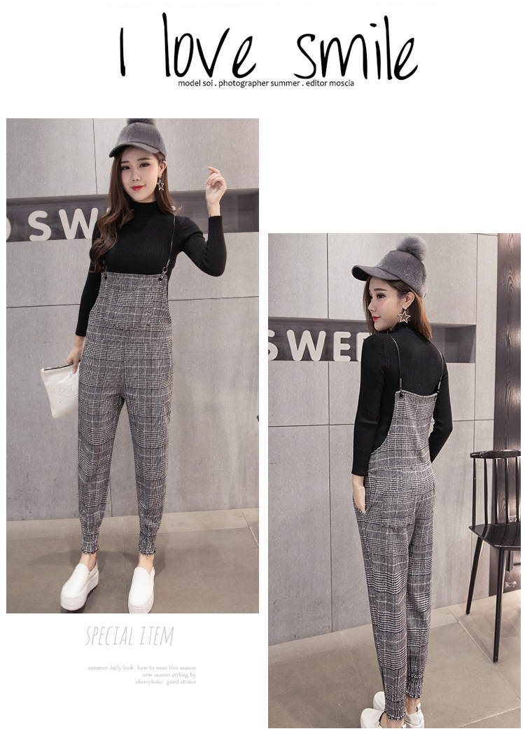 Mùa xuân và mùa thu 2018 phiên bản Hàn Quốc của len kẻ sọc mỏng cạp cao hoang dã yếm rộng chân chín quần quần treo thủy triều quần âu nữ