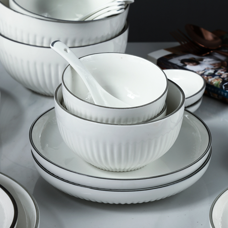 Dishes suit household contracted by 2 (combination of new ceramic eat bowl dish dish boreal Europe style tableware