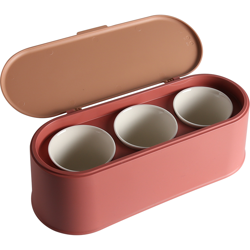 Ceramic seasoning jar of salt, sugar, monosodium glutamate seasoning box combination in condiments receive box kitchen seasoning box set