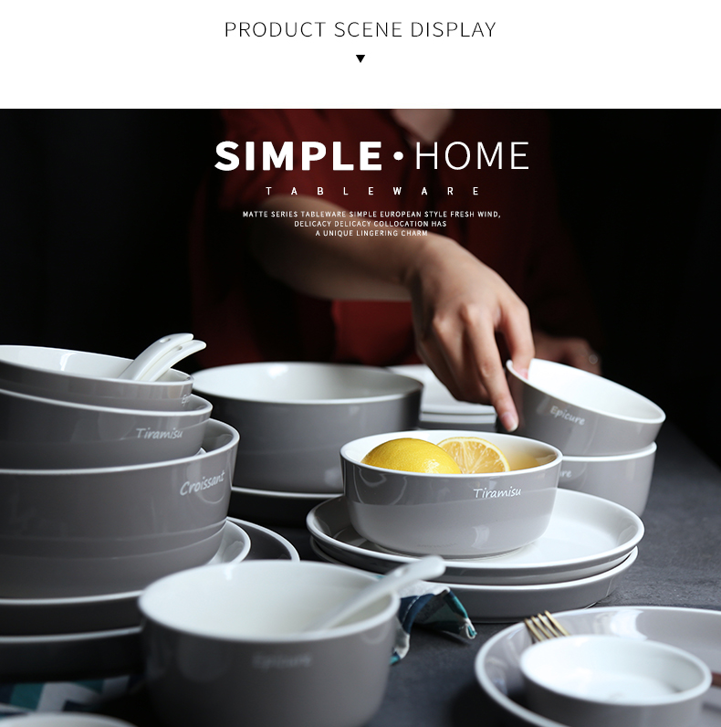Cutlery set 2 home dishes Nordic ins contracted to eat dishes 4 European ceramic soup bowl chopsticks combination