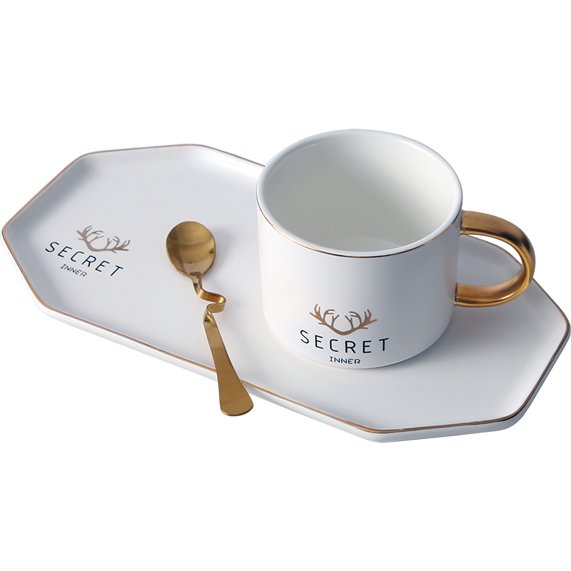 Antlers Nordic ins, coffee cups and saucers small European - style key-2 luxury household contracted ceramic cup English afternoon tea set