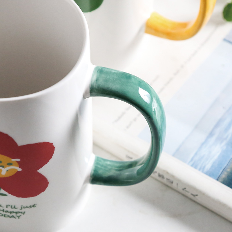 Korean Xuan elegant wind flower girl heart keller ceramic water cup ultimately responds a cup of coffee cup men 's and women' s cup