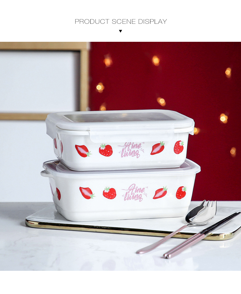 Lunch box express girl heart ceramics with cover more space preservation bowl three frames to use bento Lunch bowl of microwave oven