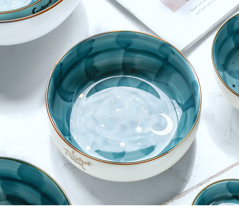 WUXIN northern star single soup bowl creative move Japanese household, lovely ceramic tableware students rainbow such use