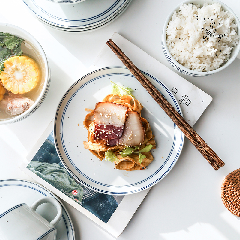 Ceramic bowl home 10 only eat noodles bowl creative combination tableware kit bowls soup bowl set bowl of large plate
