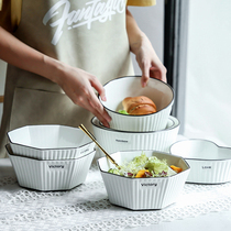 WUXIN large bowl soup bowl noodle bowl Household creative personality large ceramic bowl single simple ins Nordic tableware basin