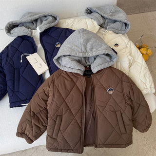 Boys' Cotton-Padded Jacket, Autumn and Winter Children's Stylish Thickened Cotton Coat, Korean Style Cool and Handsome