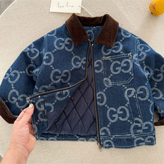 Denim Cotton Jacket for Boys, Winter Thickened Children's Clothing, 2025 New Style, Boys' Cotton Coat, Warm and Stylish