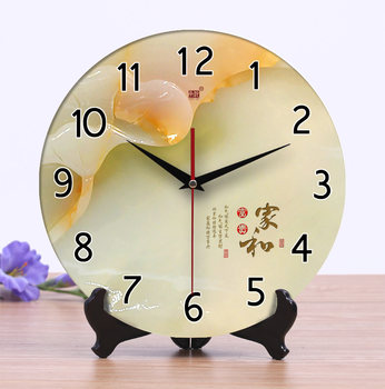 Chengqin Ceramic Clock Creative Clock Living Room Wall Clock Table Clock Dual-Use Silent Imitation Jade Carving Large Number Pendulum Clock Wall Clock