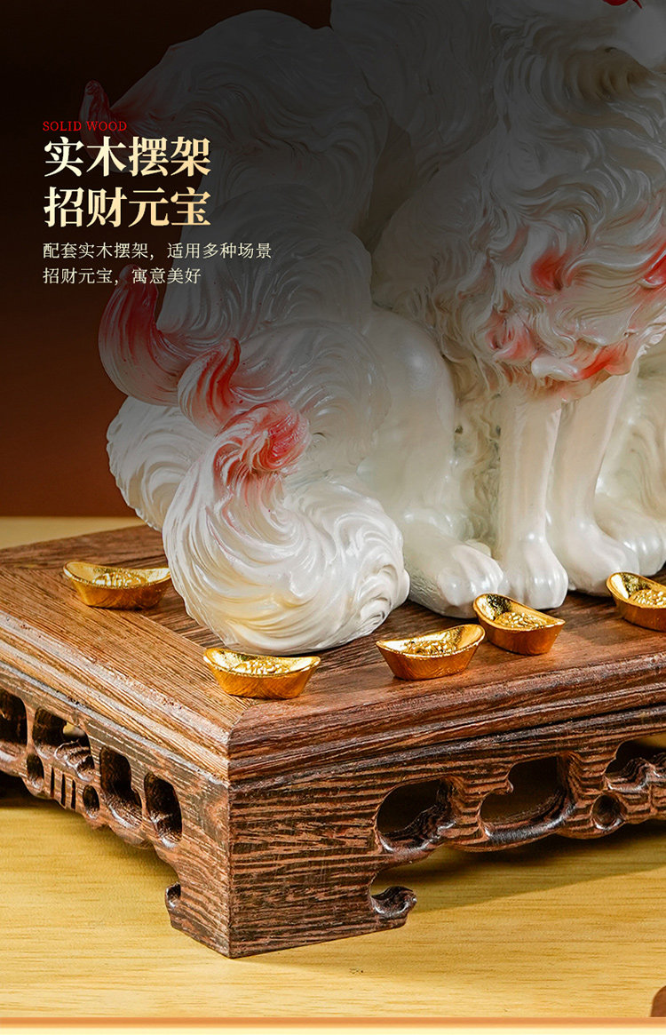 Nine-tailed Fox Fortune Fox Buddha Hall Statue Decoration Birthday