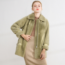 Cashmere coat women 2021 new fur one long fur autumn winter grain Lamb hair wind coat