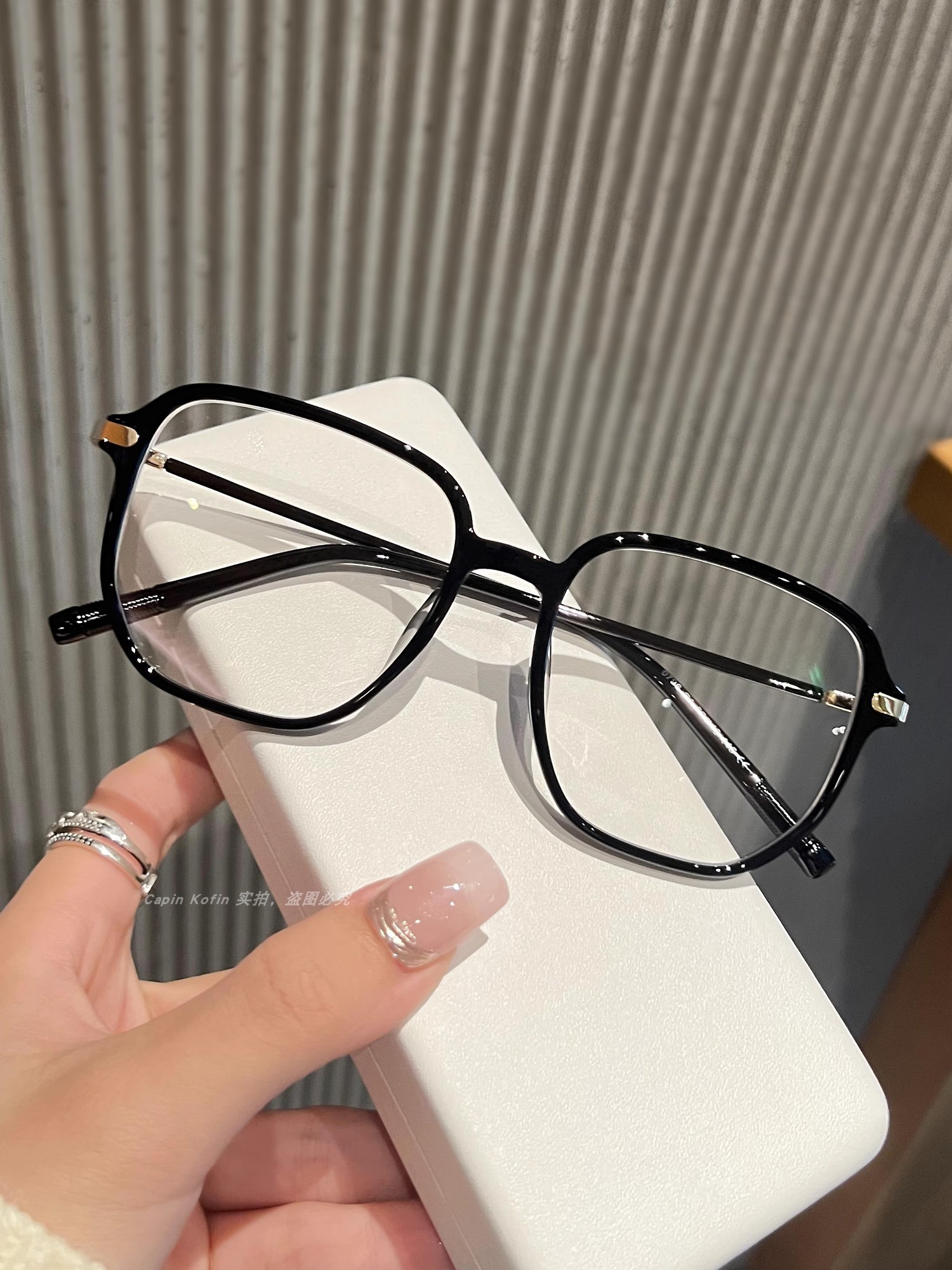 Top extravagant Capin Kofin fashion retro female vegan flamboyant flat mirror large face Skinny Glasses Frame Tide-Taobao
