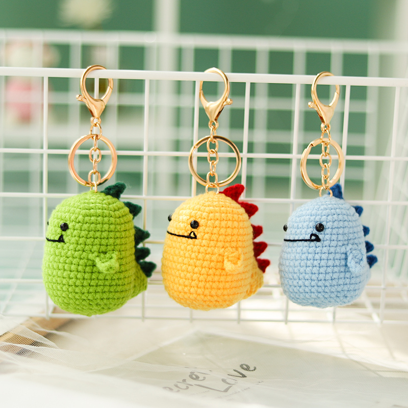 Little Dinosaur Keychain Pendant Crochet Yarn Handmade DIY Material Kit to Pass the Time and Give as a Gift