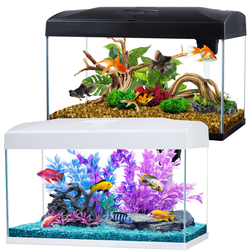 Hong Kong AA fish tank Aquarium Right angle medium-sized office living room desktop glass goldfish gift tank 58 5cm