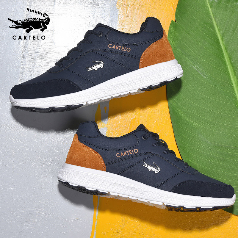 Cartille crocodile men's shoes 2021 autumn and winter new thick-soled heightened leather casual shoes men's sports travel shoes