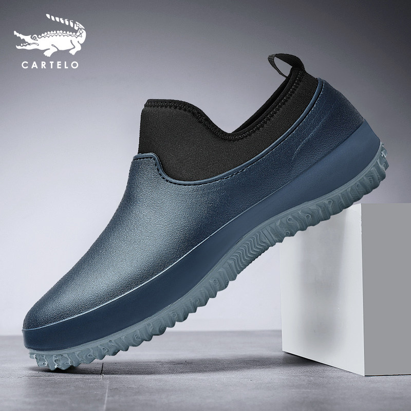 Crocodile Rain Boots Men Short Tube Waterproof Rain Boots Men Non-slip Work Chef Shoes Outdoor Slip-on Lazy Overalls Women
