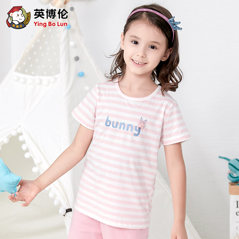 trẻ em mùa hè của Inbele ngắn tay bộ cotton trẻ em mỏng khi nghỉ ngơi hai mảnh bộ quần áo nhà cho trẻ em vừa.