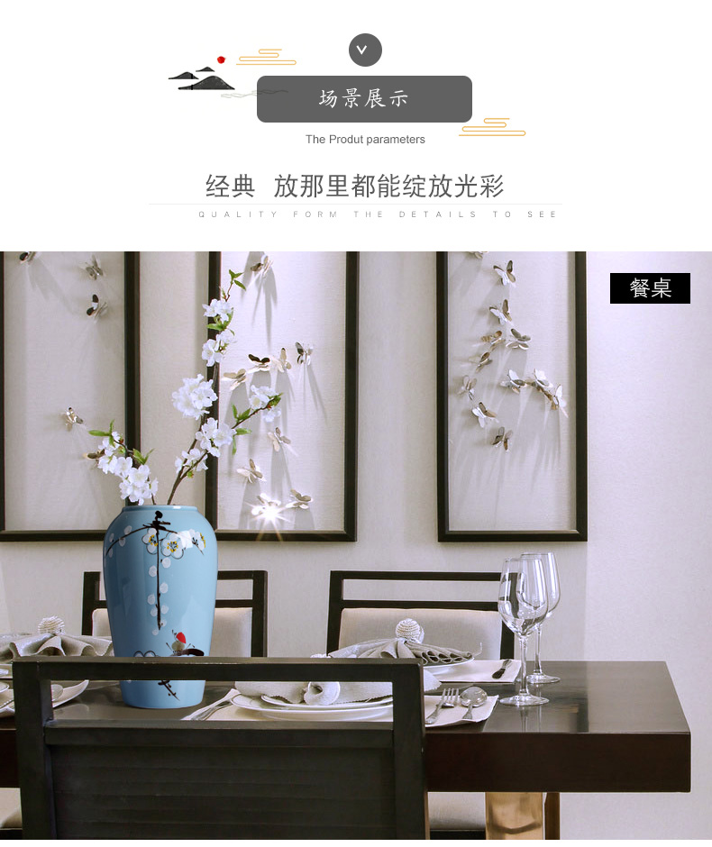 Modern new Chinese ceramics hand - made white name plum bottle three - piece household living room TV cabinet decorative furnishing articles arranging flowers