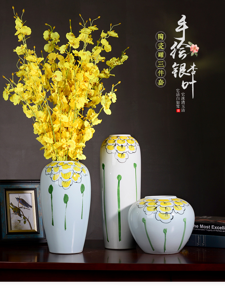 Jingdezhen ceramic vase hand - made furnishing articles of modern Chinese style living room TV cabinet lucky bamboo dried flowers home decoration