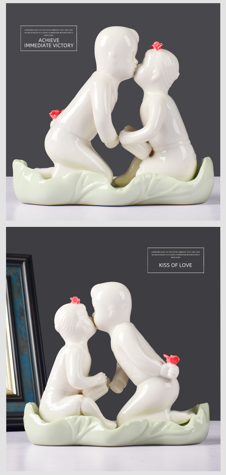 Love 's kiss and exquisite imitation jade porcelain ceramic crafts home decoration fashion home furnishing articles furnishings