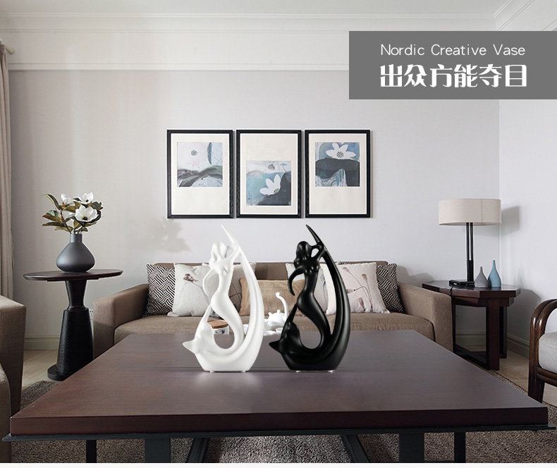 Nordic key-2 luxury furnishing articles, household act the role ofing is tasted the wine TV ark, creative the sitting room porch ceramic mermaid furnishing articles