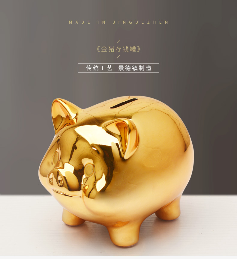 Wine accessories furnishing articles piggy bank ceramic little golden pig can save the children room living room desk decorations