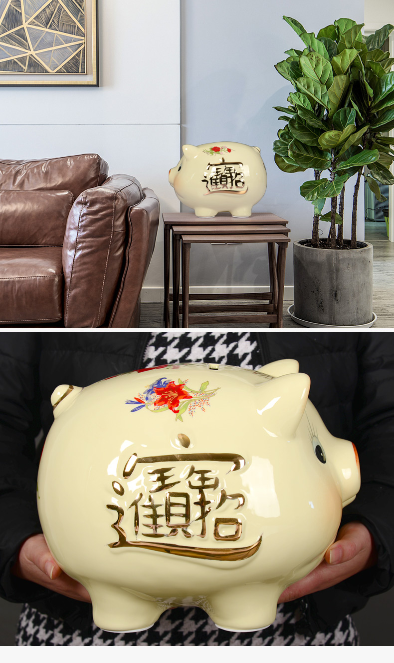 Ceramic furnishing articles beige pig piggy bank piggy bank creative gift birthday, lovely large a thriving business