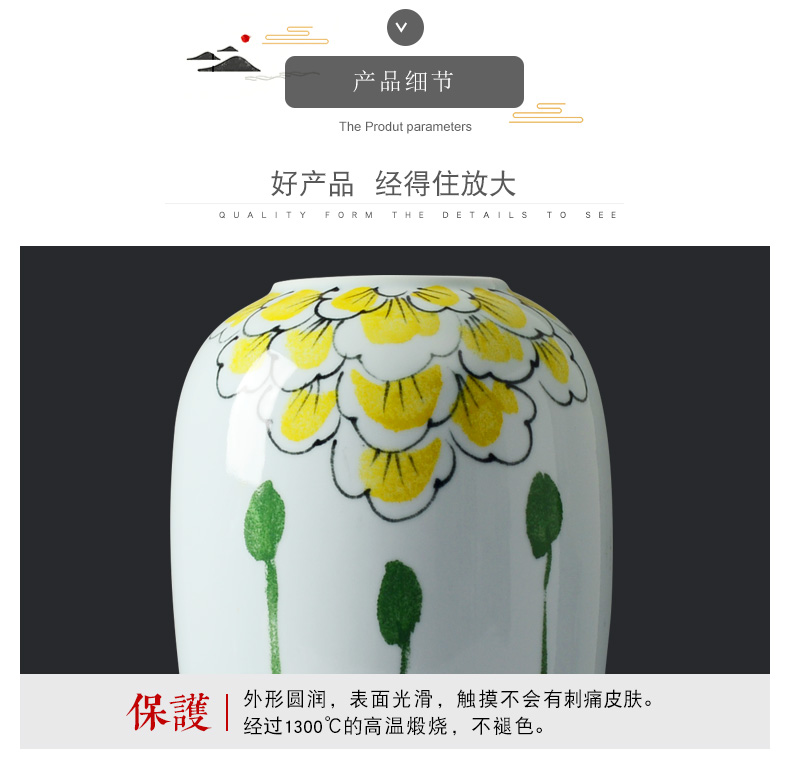 Jingdezhen ceramic vase hand - made furnishing articles of modern Chinese style living room TV cabinet lucky bamboo dried flowers home decoration